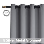 Yakamok Grey Room Darkening Curtains 52x90 inch Gray Grommet-Living Room