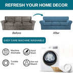 Turquoize 4 Piece Sofa Covers for 3 Cushion Couch Sofa Slipcover Soft Couch Cover for Dogs Washable Furniture Cover with 3 Individual Large Cushion Covers Feature Fabric (Large Sofa, Dusty Blue)