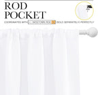 NICETOWN White Curtains, 50% Light Blocking Curtain Panels for Bedroom, Home Decoration Easy-Care Solid Rod Pocket Draperies/Drapes, Window Covering for Kitchen (2 Panels, 70 by 63, White)