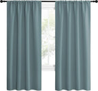 NICETOWN Greyish Blue Blackout Curtains Panels for Window, Thermal Insulated Rod Pocket Blackout Drapes/Draperies for Living Room (2 Panels, W42 x L72 inches)