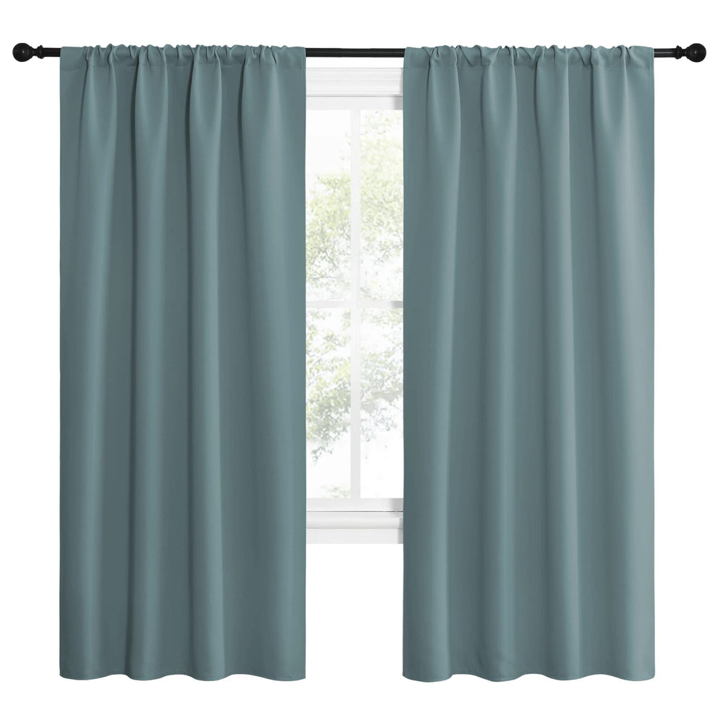 NICETOWN Greyish Blue Blackout Curtains Panels for Window, Thermal Insulated Rod Pocket Blackout Drapes/Draperies for Living Room (2 Panels, W42 x L72 inches)