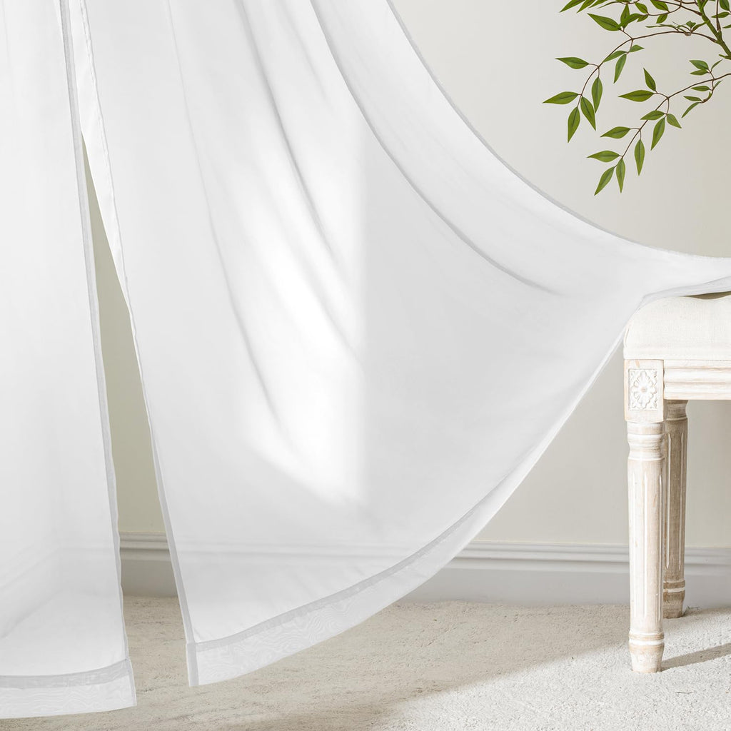 MIULEE White Sheer Curtains 90 Inches Long 4 Panels 42 x 90 Inches
