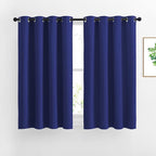 NICETOWN Blackout Curtain Panels Grommet - All Season Eyelet Top Blackout Draperies for Bedroom/Living Room/Glass Door， Navy Blue， 1 Pair of 52 x 45 inches