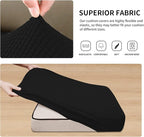 Easy-Going Stretch 3 Pieces Couch Cushion Covers for Sectional Sofa Left/Right L Shape Chaise Lounge Sofa Seat slipcover Anti-Slip Sofa Cover Soft (2 Seater + 1 Chaise, Black)