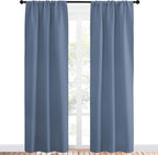 NICETOWN Blackout Curtains Window Draperies - Window Treatment Thermal Insulated Solid Room Darkening Drapes for Bedroom (Stone Blue, Set of 2 Panels, 34 by 84 inches Long)