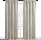 NICETOWN Blackout Curtains for Living Curtains, Room Darkening Window Curtain Panels, Easy-Care Solid Thermal Insulated Draperies/Drapes for Daughter Room (Natural, 2 Panels, 42 by 84)