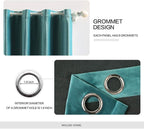 MIULEE 2 Panels Blackout Velvet Curtains Solid Soft Grommet Teal Curtains Thermal Insulated Soundproof Room Darkening Curtains/Drapes/Panels for Living Room Bedroom 52 x 63 Inch