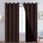 Yakamok Blackout Curtains 96 Inches Long,Blackout Curtain Panels for Bedroom, 2 Thick Layers Grommet Top Thermal Insulated Drapes with Black Liner for Living Room(52Wx96L, Chocolate Brown, 2 Panels)