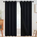 SimpleHome Black 100% Blackout Curtains Room Darkening Living Room 84 Inch