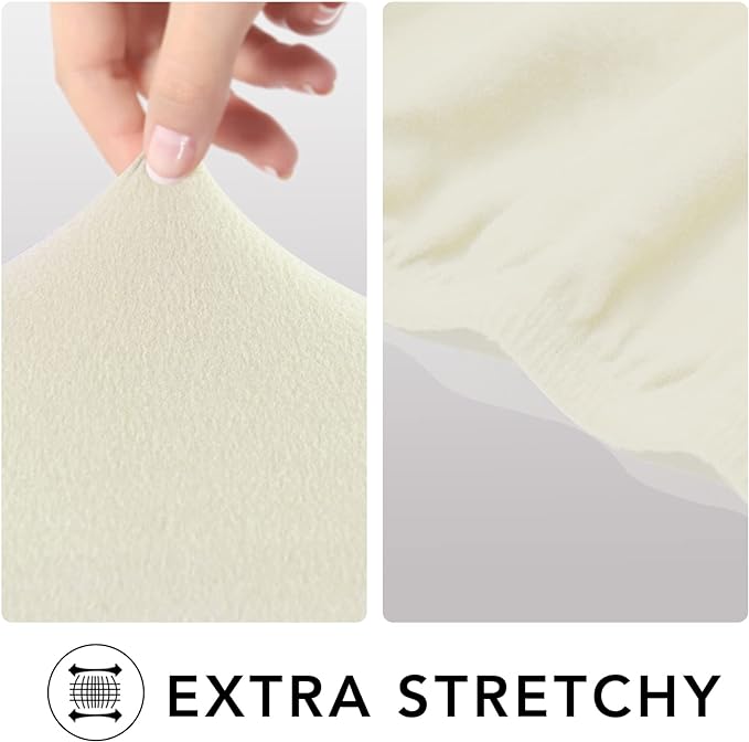 PureFit Super Stretch Chair Sofa Slipcover – Non Slip Soft Couch Sofa Cover, Washable Furniture Protector with Non Skid Foam and Elastic Bottom for Kids, Pets （Chair, Ivory）