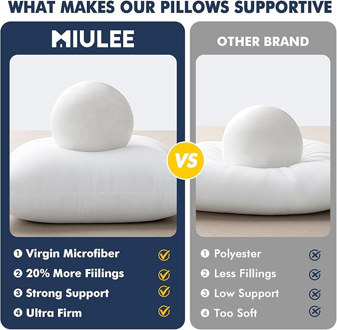 MIULEE 14x22 Throw Pillows Inserts 2 Pack, Decorative Pillows for Couch Bed