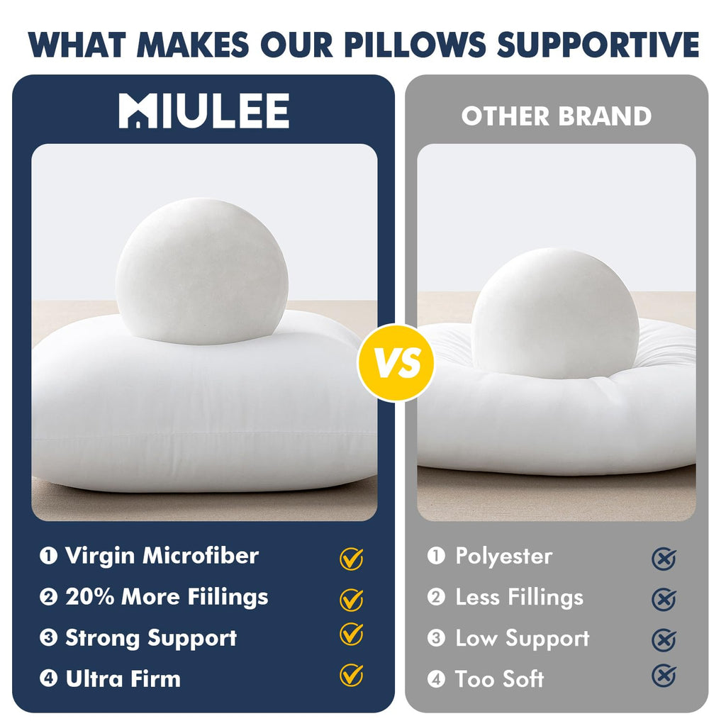 MIULEE 12x20 Throw Pillows Inserts 2 Pack, Decorative Pillows for Couch Bed