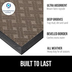 GORILLA GRIP 100% Waterproof All-Season WeatherMAX Doormat, 72x24, US Designed Natural Rubber, Stain and Fade Resistant, Low Profile Indoor Outdoor Door Mats, Easy Clean Patio Mat, Taupe Basket Weave