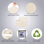 H.VERSAILTEX 2 Piece Couch Cover Stretch Stylish Chair Cover Furniture Protector Featuring Jacquard Textured Twill Fabric High Spandex Slipcover (Chair, Cream)