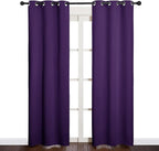 NICETOWN Blackout Curtain Panels for Kids Room, Triple Weave Home Decoration Thermal Insulated Solid Ring Top Blackout Curtains/Drapes (Set of 2, 34 x 84 inches, Royal Purple)