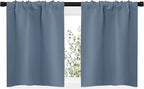 NICETOWN RV Blackout Curtains for Camper Windows, Short Blackout Curtains & Drapes, Thermal Insulated Blackout Curtain Panels for Kitchen, Play Room (Stone Blue, 29" Wide by 20" Long, 2 PCs)