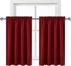 DWCN Burgundy Blackout Curtains for Small Window, Thermal Insulated Energy Saving Room Darkening Curtains for Kitchen/Bedroom (W42 x L36 inch, Set of 2 Panels, Top of Rod Pocket)