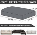 Couch Cushion Cover Loveseat Cover or 2 Seat Sofa Cover Washable Stretch Sectional Sofa Slipcover(1 Piece for Loveseat or Sofa 2-Seater, Black)