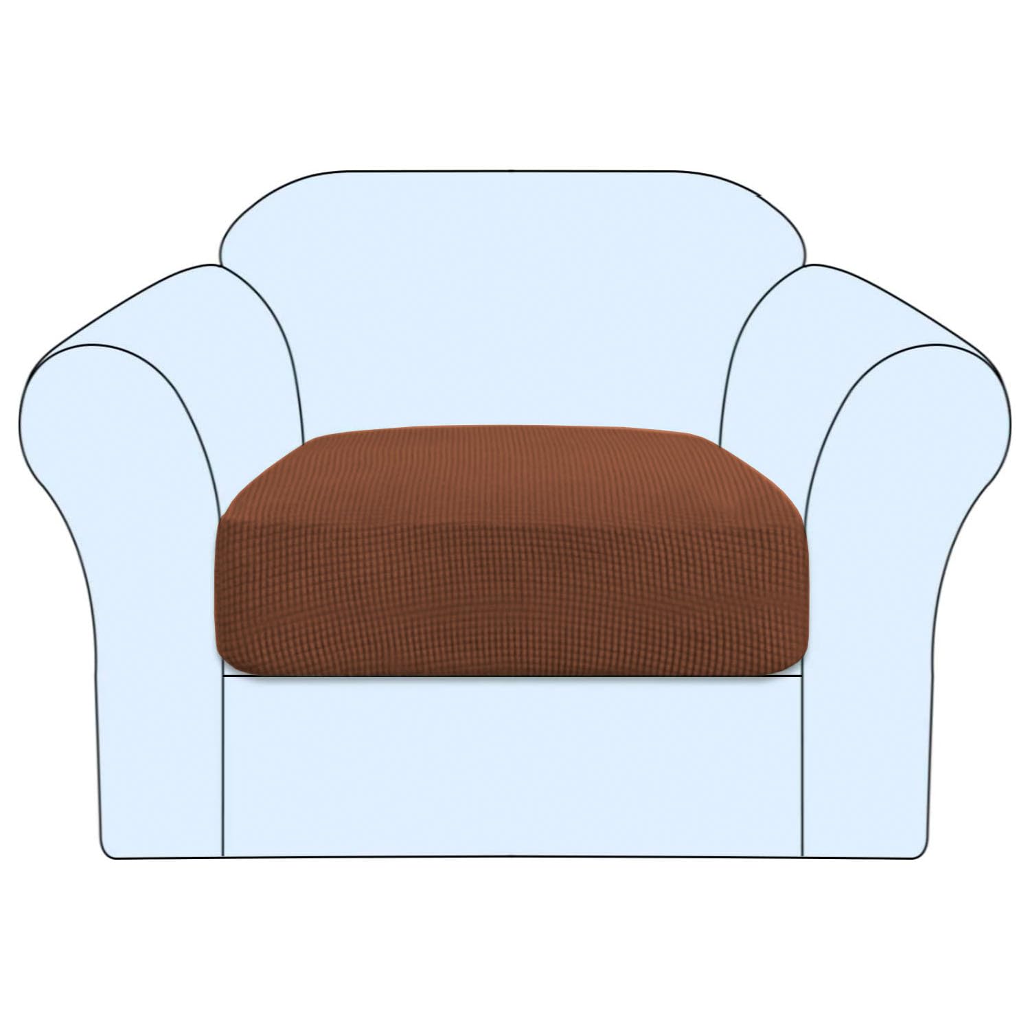 H.VERSAILTEX Stretch Couch Cushion Covers Individual Seat Sofa Chair Slipcovers Cushion Protector Cover Featuring Jacquard Textured Twill Fabric(1 Cushion Chair Cover, Caramel)