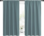 NICETOWN Greyish Blue Blackout Curtains Panels for Window, Thermal Insulated Rod Pocket Blackout Drapes/Draperies for Living Room (2 Panels, W42 x L54 inches)