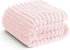 HIMEET Pink Queen Size Blanket for Bed, 300GSM Ribbed Fleece, 90 x 90 in