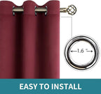 BGment Blackout Curtains for Bedroom - Grommet Thermal Insulated Room Darkening Curtains for Living Room, Set of 2 Panels (52 x 72 Inch, Burgundy)