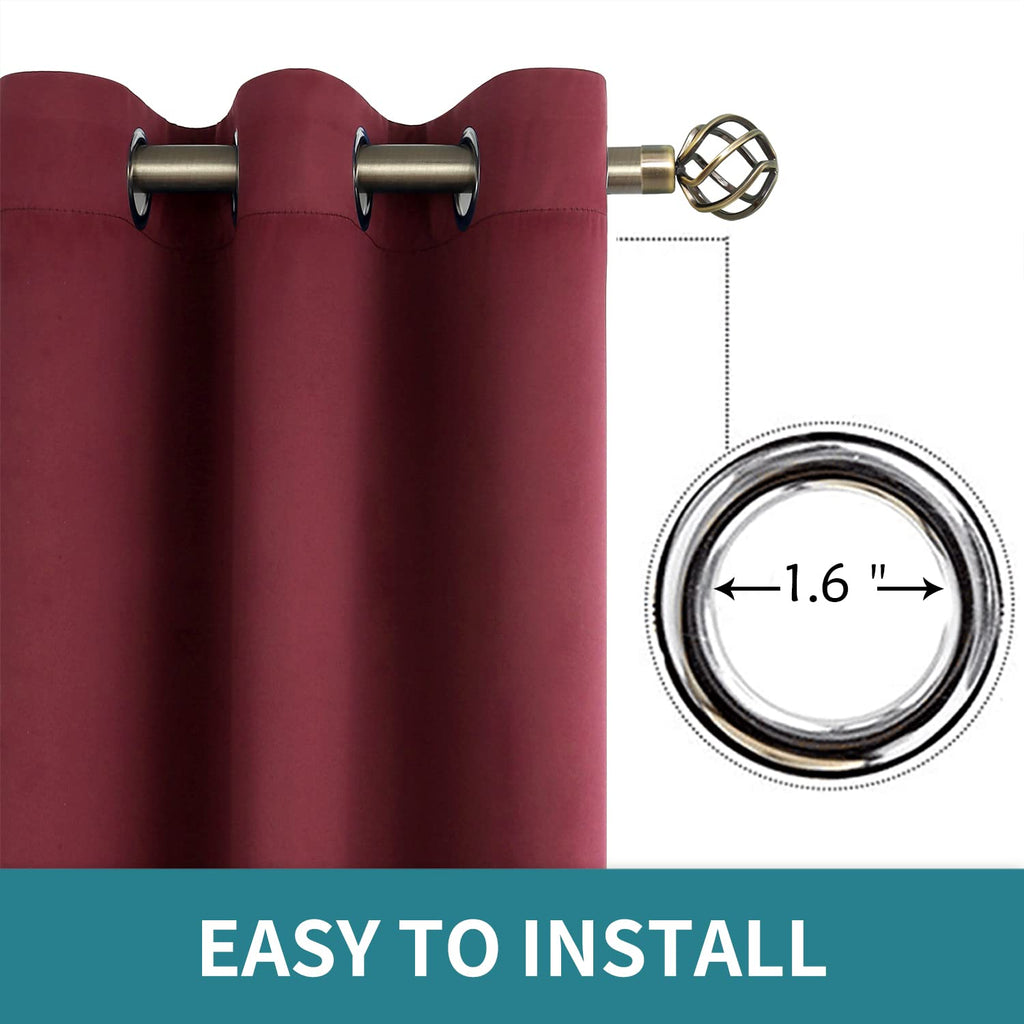 BGment Burgundy Blackout Curtains for Bedroom 72 Inch Long - 2 Panels