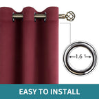 BGment Burgundy Blackout Curtains for Bedroom 63 Inch Long - 2 Panels