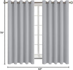 BGment Room Darkening Curtains 63 Inches Long - Grommet Thermal Insulated Drapes Window Treatment Curtains for Bedroom, 2 Panels, 70 x 63 Inch, Light Grey