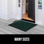 GORILLA GRIP 100% Waterproof All-Season WeatherMAX Doormat US Designed Natural Rubber, Stain and Fade Resistant, Low Profile Indoor Outdoor Door Mats, Easy Clean Patio Mat, 29x17, Green Diamond