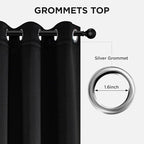Joydeco Blackout Curtains 72 Inch Length 2 Panels Set, Thermal Insulated Long Curtains& Drapes 2 Burg, Room Darkening Grommet Drapes for Living Room Bedroom Window (W52 x L72 Inch, Black)
