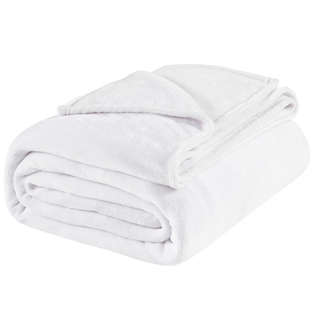 BEDELITE Fleece Blanket Soft Plush King Size Bed Blanket White 108"x90"