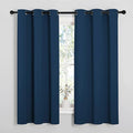 NICETOWN Moroccan Blue Room Darkening Curtains for Kitchen, Window Treatment Thermal Insulated Solid Grommet Room Darkening Curtains/Drapes for Bedroom (Set of 2, 42 inches Wide by 48 inches Long)
