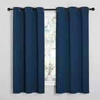 NICETOWN Moroccan Blue Room Darkening Curtains for Kitchen, Window Treatment Thermal Insulated Solid Grommet Room Darkening Curtains/Drapes for Bedroom (Set of 2, 42 inches Wide by 48 inches Long)
