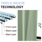 Simplebrand Ava Light Green Blackout Curtains for Bedroom 63 Inch Length 2 Panels Set, Solid Thermal Insulated Energy Saving Rod Pocket Window Treatment Curtains Blackout Drapes, W40 x L63 Inch