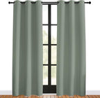 NICETOWN Window Curtain Panels, Greyish Green, 1 Pair, 42 by 80-inch, Thermal Insulated Solid Grommet Blackout Draperies/Drapes for Basement
