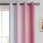 Yakamok Room Darkening Gradient Color Ombre Curtains 84 Inch Length, Thermal Insulated Grommet Window Drapes for Living Room/Bedroom (Pink and Greyish White, 2 Panels, 52x84 Inch)