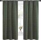 NICETOWN Bedroom Curtains Blackout Draperies - All Season Thermal Insulated Solid Rod Pocket Top Blackout Curtains/Drapes for Kid's Room (Dark Mallard, 1 Pair, 34 x 63 Inch)