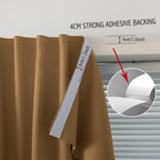 Sovtfides Self Adhesive Curtains, Stick Curtain Blackout Shades Window Cover Curtains for Living Room No Drilling, 47" W X 84" L, Brown, 1 Panel