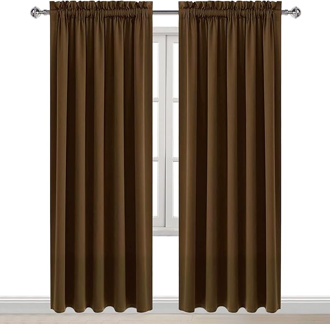 DWCN Wide Blackout Curtains for Bedroom Living Room 60 x 84 Inch Long Brown