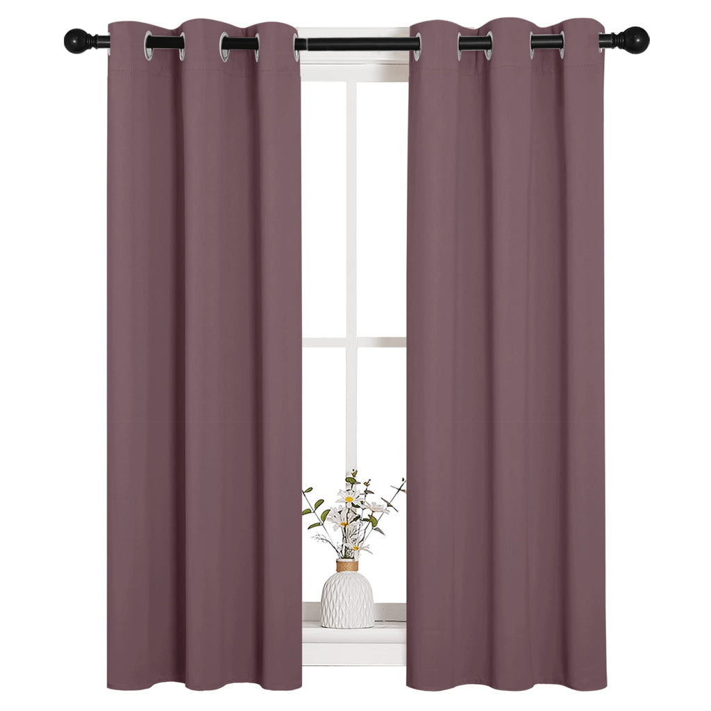 NICETOWN Bedroom Curtain Panels Blackout Draperies, 1 Pair, 29 by 45 inches, Dry Rose, Thermal Insulated Solid Grommet Blackout Curtains/Drapes