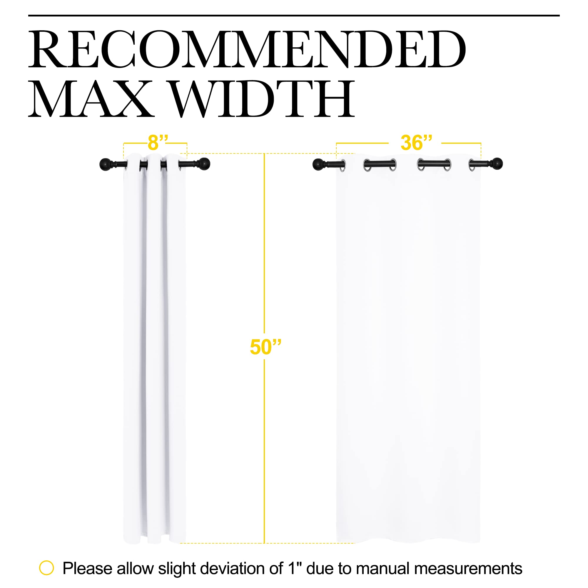 NICETOWN White Window Curtain Panels 50 inch Length, 50% Light Blocking Curtains for Bedroom & Dining Room Window (Set of 2, 42 inches x 50 inches)