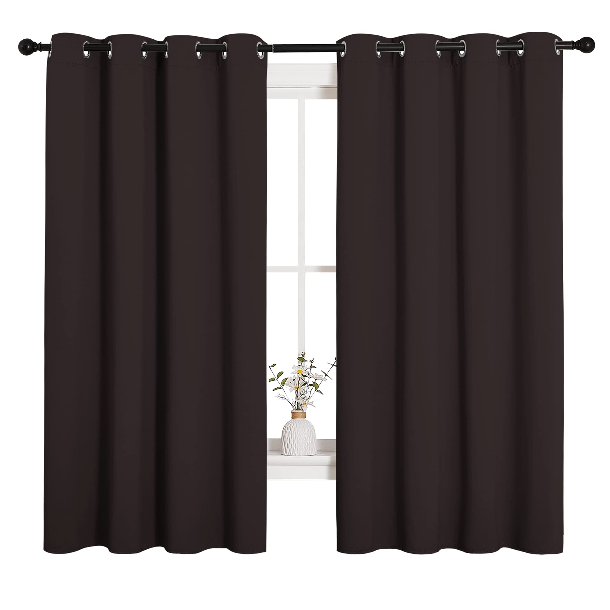 NICETOWN Blackout Curtain Panels for Bedroom Window, Triple Weave Microfiber Energy Saving Thermal Insulated Blackout Draperies and Drapes(2 PCs, 55 inches by 68 inches Each Panel, Toffee Brown)