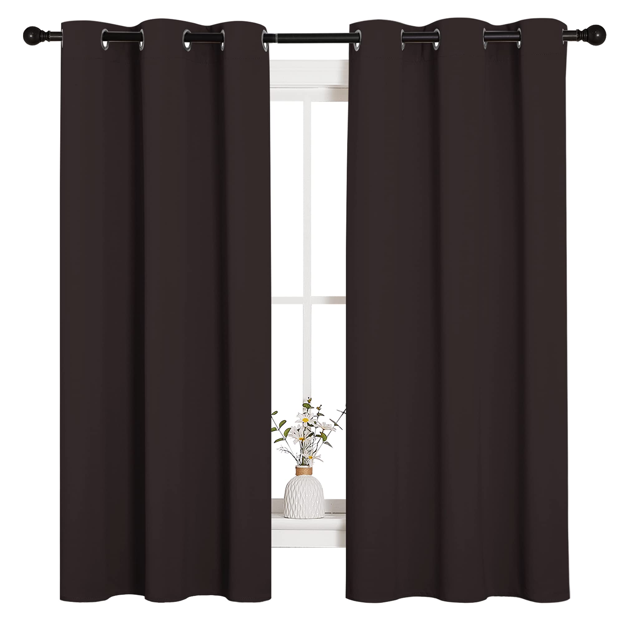 NICETOWN Grey Blackout Curtains for Bedroom 42" Wide x 63" Long 2 Panels