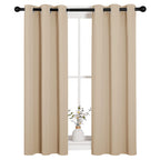NICETOWN Room Darkening Curtain Panels for Loft, Biscotti Beige, 2 Panels, W29 x L40 -Inch, Thermal Insulated Grommet Room Darkening Draperies/Drapes for Window
