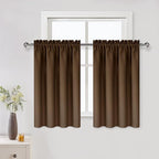 DWCN Brown Blackout Curtains for Small Window, Thermal Insulated Energy Saving Room Darkening Curtains for Kitchen/Bedroom (W42 x L36 inch, Set of 2 Panels, Top of Rod Pocket)