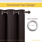 NICETOWN Blackout Curtain Panels for Bedroom, 2 Panels, W70 x L95-inch, Toffee Brown, Thermal Insulated Grommet Top Blackout Draperies and Drapes for Basement