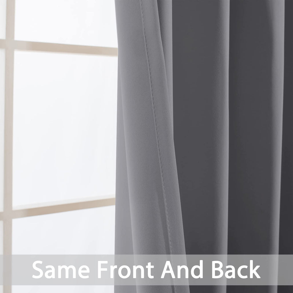 Yakamok Grey Room Darkening Curtains 52x90 inch Gray Grommet-Living Room