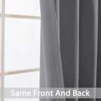 Yakamok Grey Room Darkening Curtains 52x90 inch Gray Grommet-Living Room