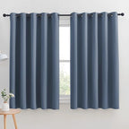 NICETOWN Thermal Insulated Curtains Blackout Draperies, Window Treatment Solid Grommet Room Darkening Drape Panels for Bedroom (Stone Blue, Set of 2, 70 by 63 inches Long)